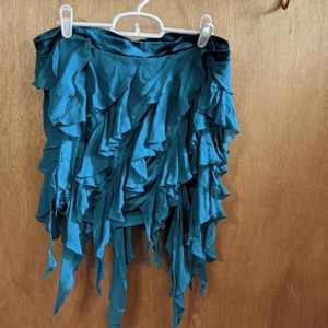 Bebe Teal Silk Strapless Top L